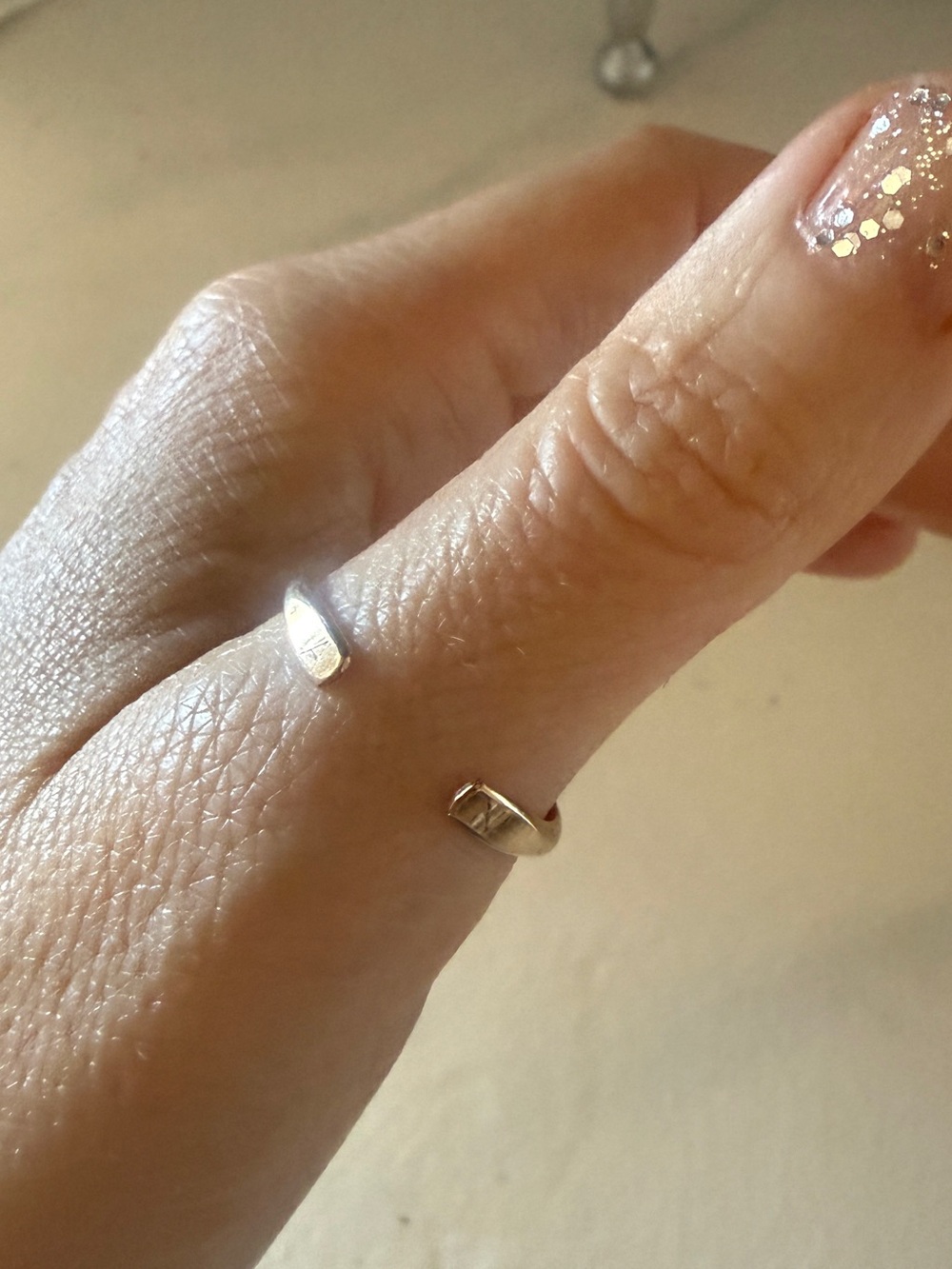 Minimal Open Band initial “A” “N” Ring 14kt gold plated - unisex Jewelry Sz 8.